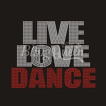 

BlingQueen 25PCS/LOT Korean Rhinestone Iron On Hot Fix Live Love Dance Design