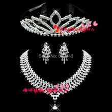 Свадебные украшения из трех частей, свадебные аксессуары, тиара, корона, ожерелье, серьги, свадебный костюм