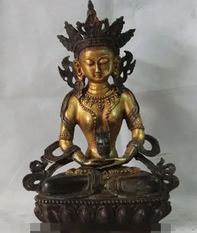 

song voge gem S6619 16" Tibet Buddhism Copper Bronze Amitayus Longevity Buddha Bodhisattva Statue