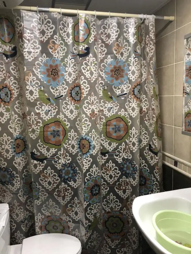 EVA прозрачная занавеска для душа листья водонепроницаемый утолщение плесени ванная комната занавеска для душа ткань прозрачный батик Цветок Птица