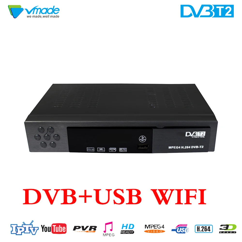 

Full HD DVB T2 Digital Terrestrial Receiver IPTV,YouTube,PVR H.264, MPEG-4 set top box+WiFi donggle Synchronous sales