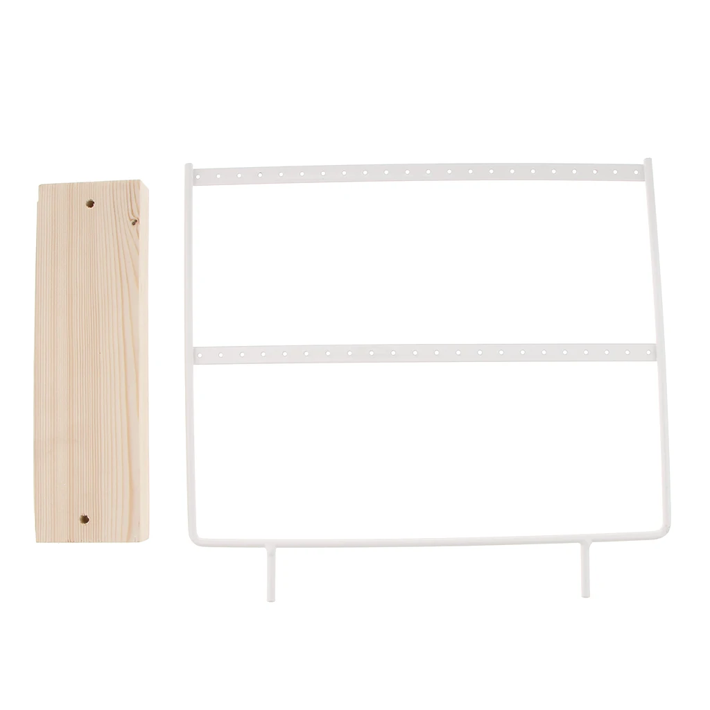 2 Pieces Organize Rack 44 Holes Stud Dangle Earrings Display Wood Base Showcase 2 layers Jewelry Packaging
