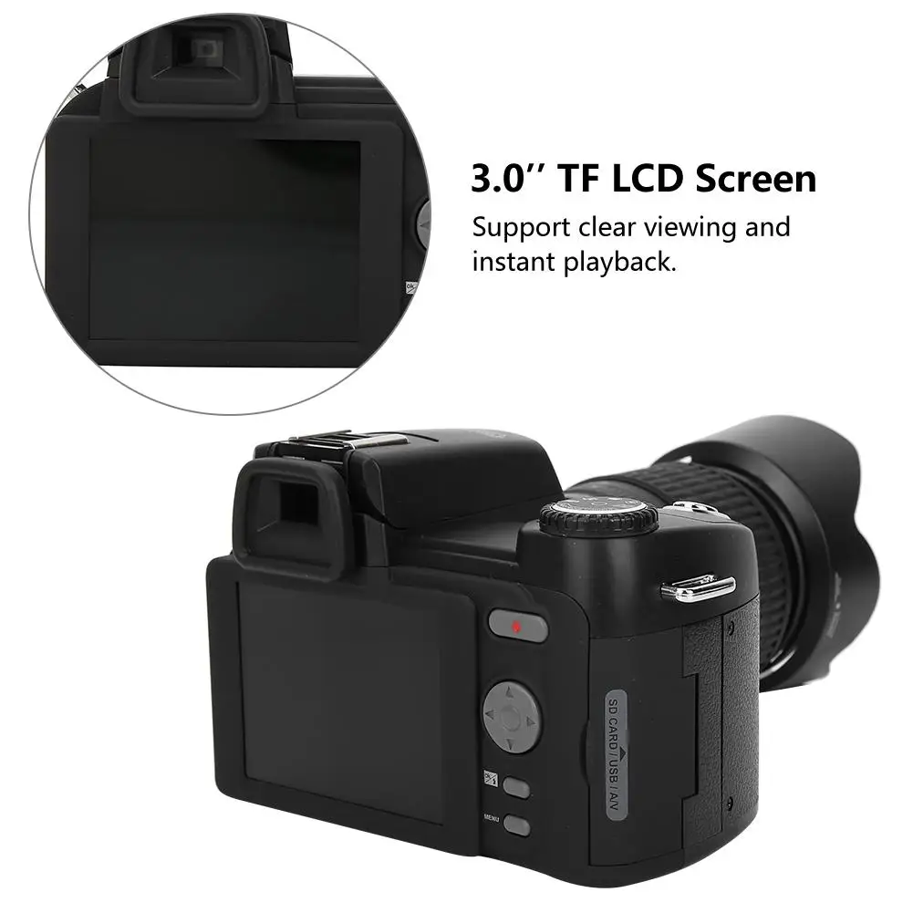 D7200 33MP HD Цифровая камера DSLR 0.5X широкоугольный объектив+ 24X телеобъектив+ светодиодный светильник Цифровая видеокамера