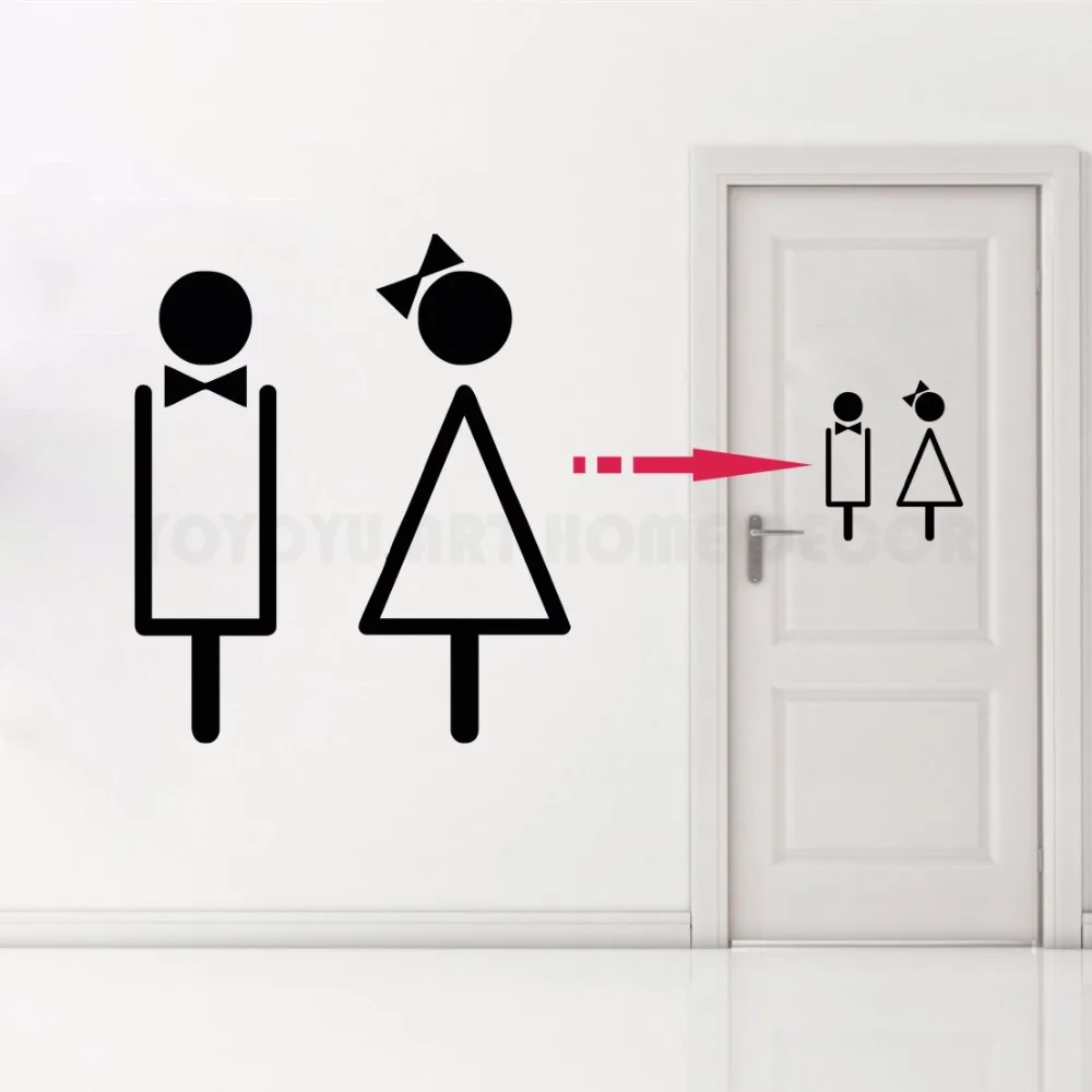 

Art Home Decoration Vinyl Toilet Bathroom Door Sticker WC Sign Sticker Boys and Girls Sign Toilet Decal Women Man AY1182