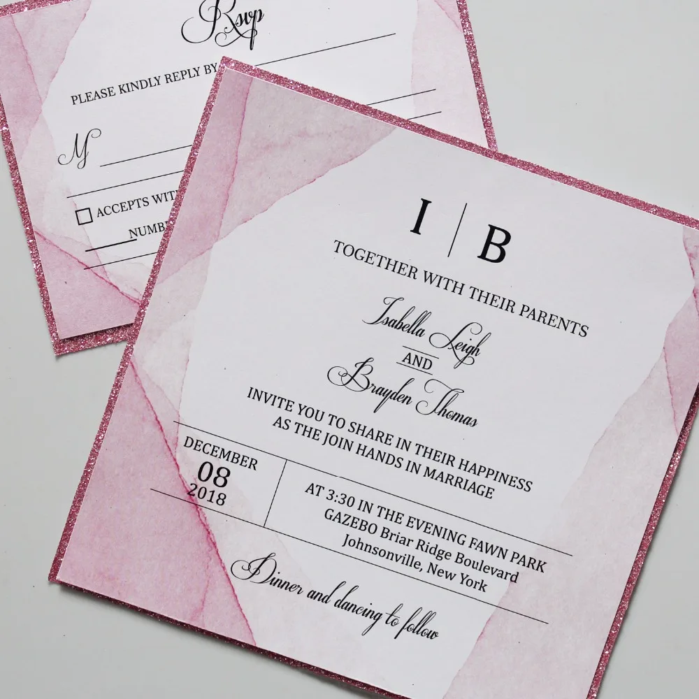 Personalized Invitation Cards with Pink Liner