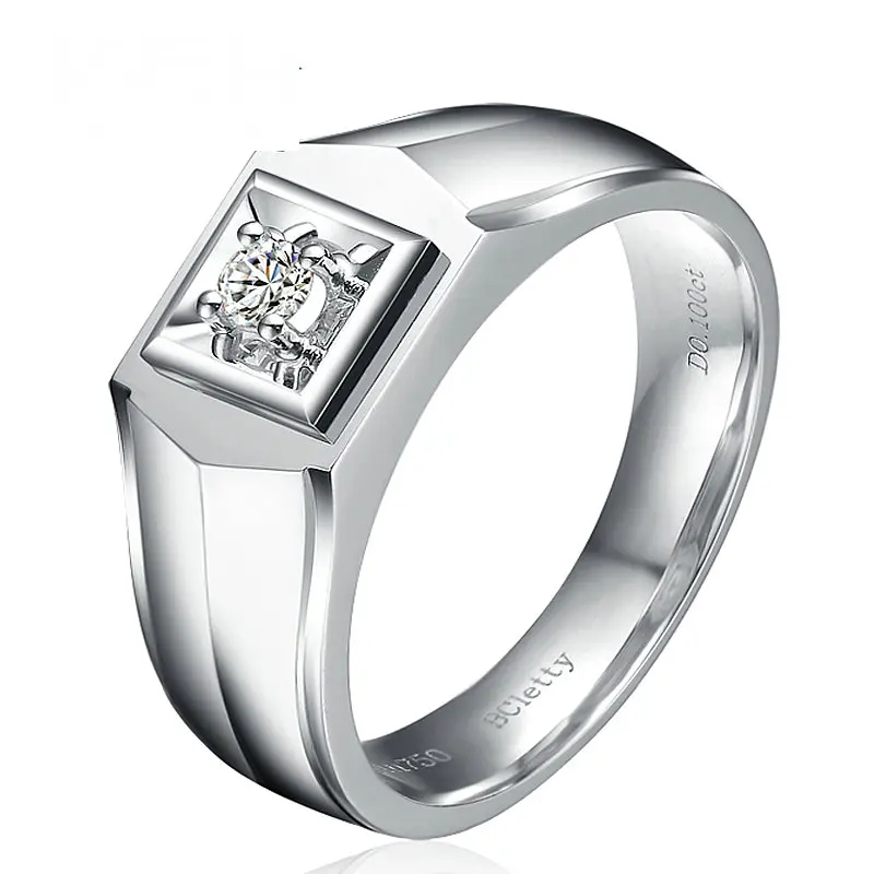 18K Золотое кольцо с бриллиантом для мужчин изысканное украшение на свадьбу обручальные кольца SI/H 3EX круглый натуральный бриллиант