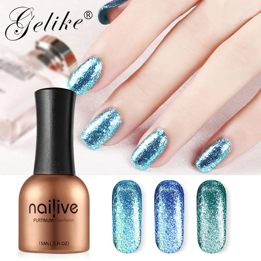 

Gelike Glitter Diamond 15ml UV Gel Nail Polish Kit Semi Permanent Painting Shiny Lucky Lacquer