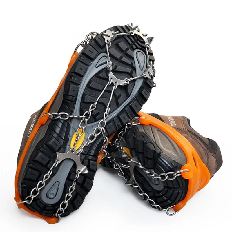 VILEAD 8 Tooth Antiskid Outdoor Climbing Snow Shoes Cover Stainless Steel Anti-slip Crampons Shoes Chain Travel Kit for Climbing