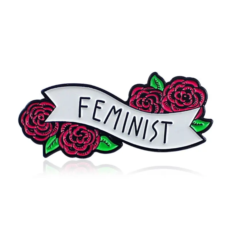 

Feminist Enamel Pin Banner with Flowers Cute Quote Accessory for Women Jewelry