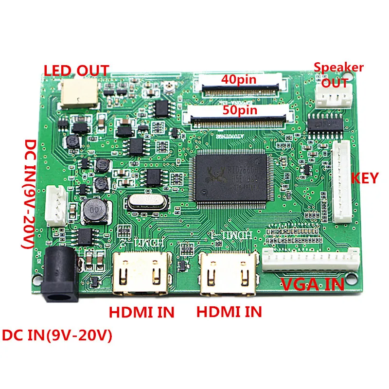 

2HDMI+VGA+Audio 40pin50pin LCD Driver Controller Board Kit for Panel AT065TN14/AT070TN90/AT070TN92/AT070TN94/AT080AT64/AT090TN10