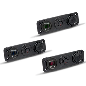 

12V 24V Dual USB Charger LED Voltmeter With Switch for Car Boat Truck Cell Phone
