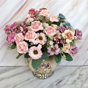 

30cm Length Artificial Rose Peony Flowers Gift Silk Fake Flower Bouquet for Home Office Decoration Wedding Party Decor 52837