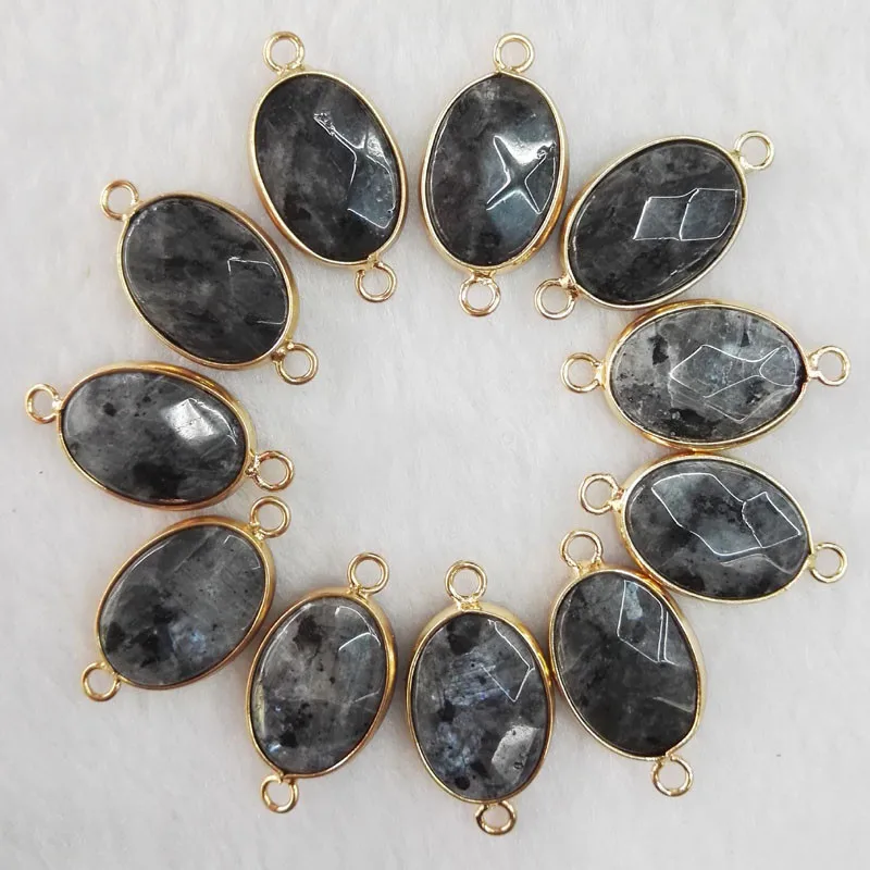 fashion 12pcs Spectrolite natural Stone metal connectors for jewelry