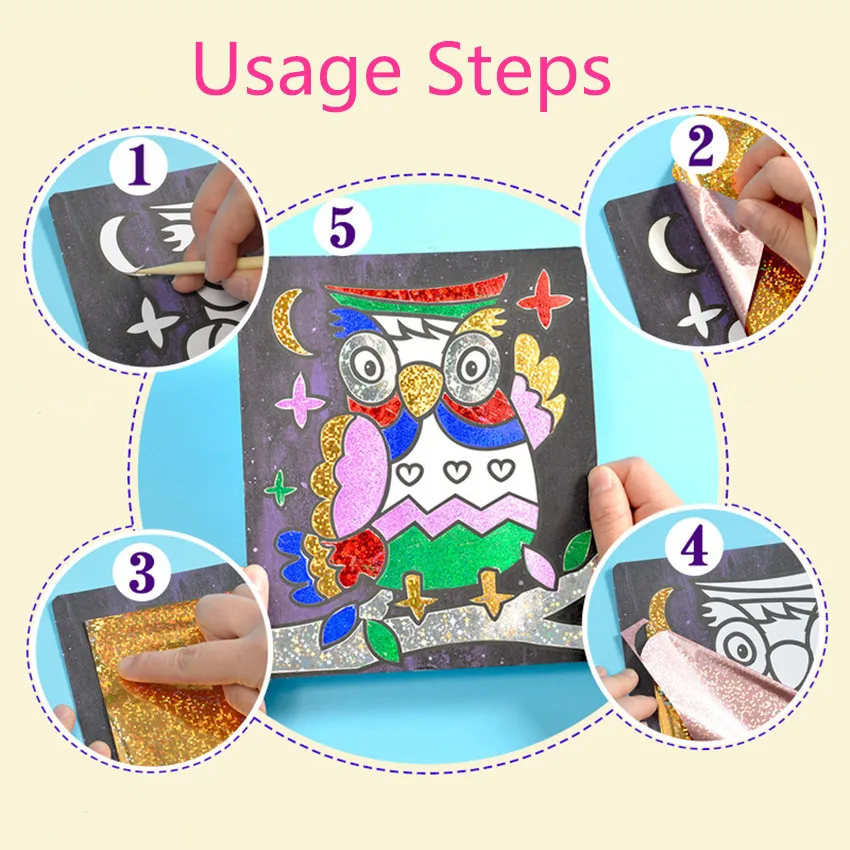 1Set Magic Drawing Paper Toy Children Birthday Gifts Educational Toy Colored Magic Painting Drawing Board For Kids Magic Sticker