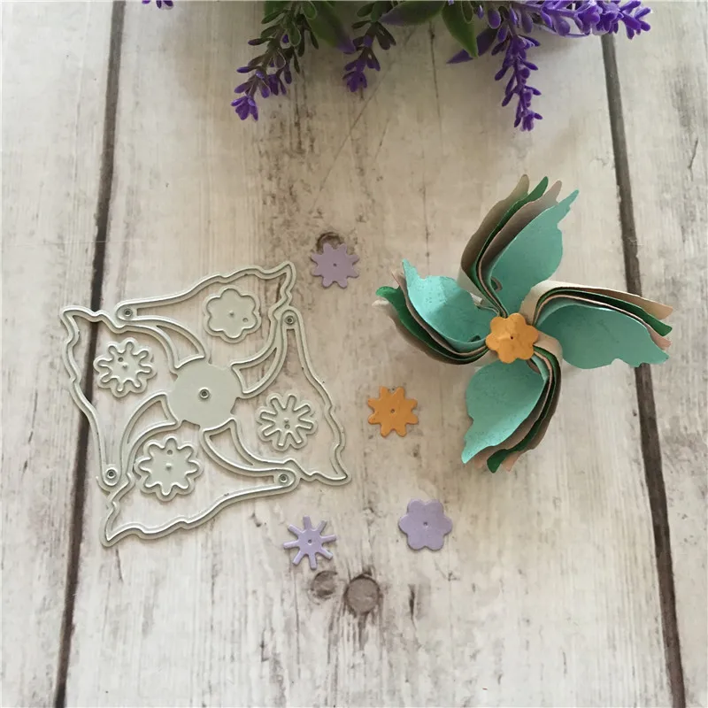 

DIY Windmill flower Die Cut Metal 3d Spinner Scrapbook Card Pincer Fan Party Embossing Folder Template Stencils 58x69mm