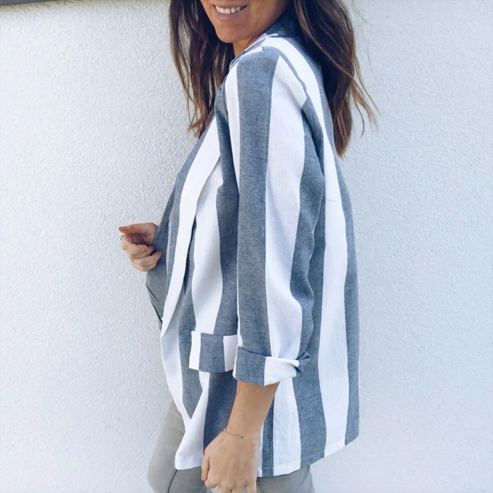 شريط طباعة المرأة سترة السيدات طويلة الأكمام سترة بدلة مكتب عارضة سترة معطف