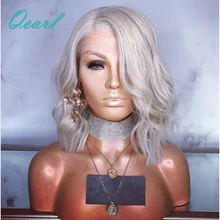 Qearl Platinum Blonde Short Bob Cut Human Hair Wigs Brazilian Remy Hair Transparent Lace Pre Plucked Side Part Lace Front Wig