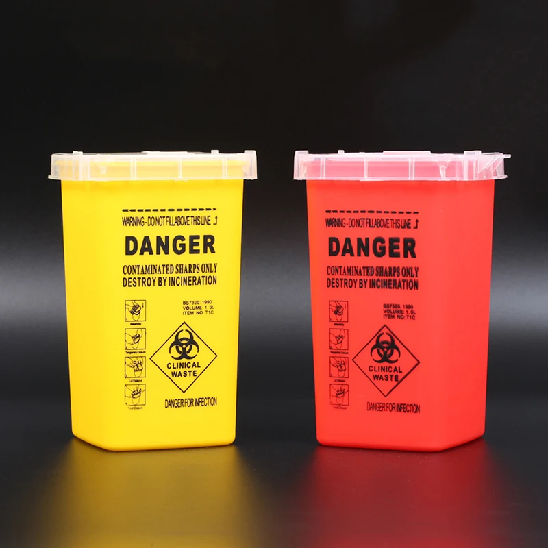 

Disposal 1L Tattoo Needle Tip Sharps Garbage Container Flip-top Lid Collection Gathering Barrel Waste Box Mini Trash Can 2Color