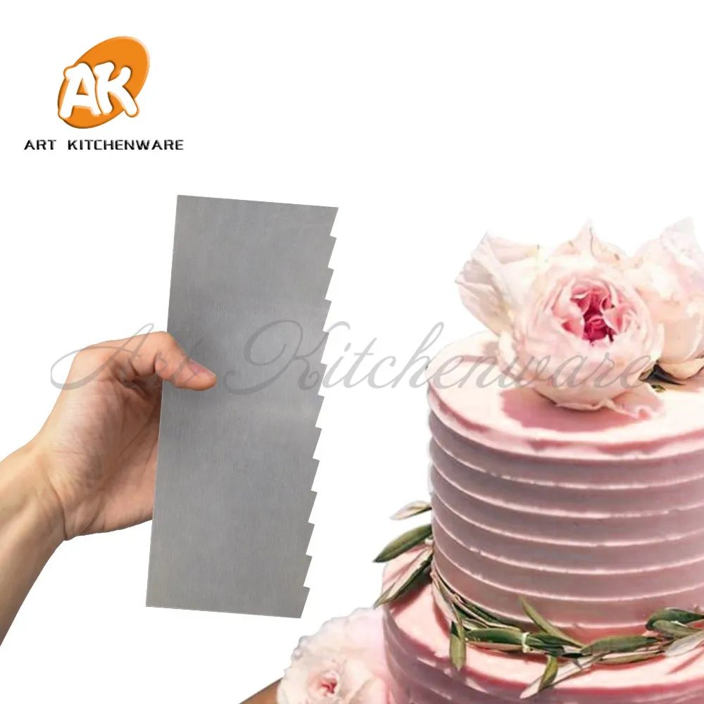 

Sawtooth Butter Cream Smoother Cake Decorations Fondant Smoother Cake Spatulas Baking Tools Kitchenware Stainless Scraper