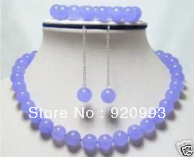 

fast P&PExquisite 10mm Lavender Jade Necklace Bracelet Earring