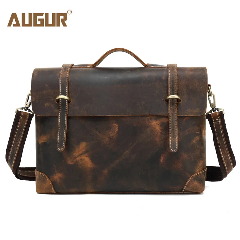 

AUGUR Fashion Cowhide Genuine Leather Crossbody Bag For Men Shoulder Bags Business laptop Men's Briefcase Handbags Messenger