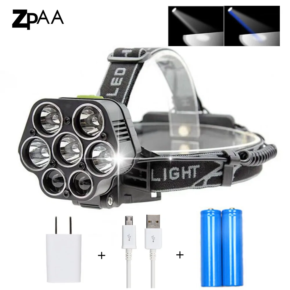 

USB Rechargeable T6 LED Headlamp Head Lamp 15000 Iumens Powerful LED Flashlight Head Torch Emergency Light for Fishing Hunting