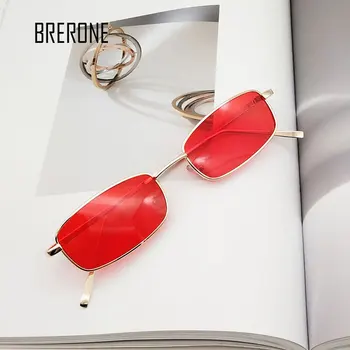 

BRERONE Small Square Metal Sunglasses Women Brand Designer Men Vintage Sun Glasses Rectangular Eyewear Steampunk UV400