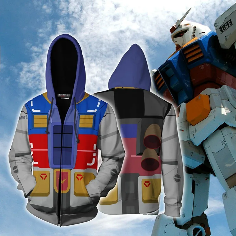 

3D Printing MOBILE SUIT GUNDAM Anime Hero Cosplay Sweatshirt Hoodie Men Top Sweater Zip Hoodie Gundam Cosplay Costume