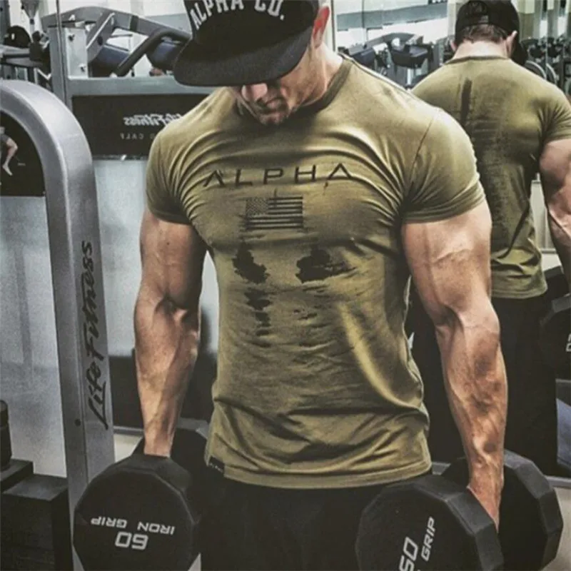 New Mens Brand gyms t shirt Fitness Bodybuilding Crossfit Slim Cotton