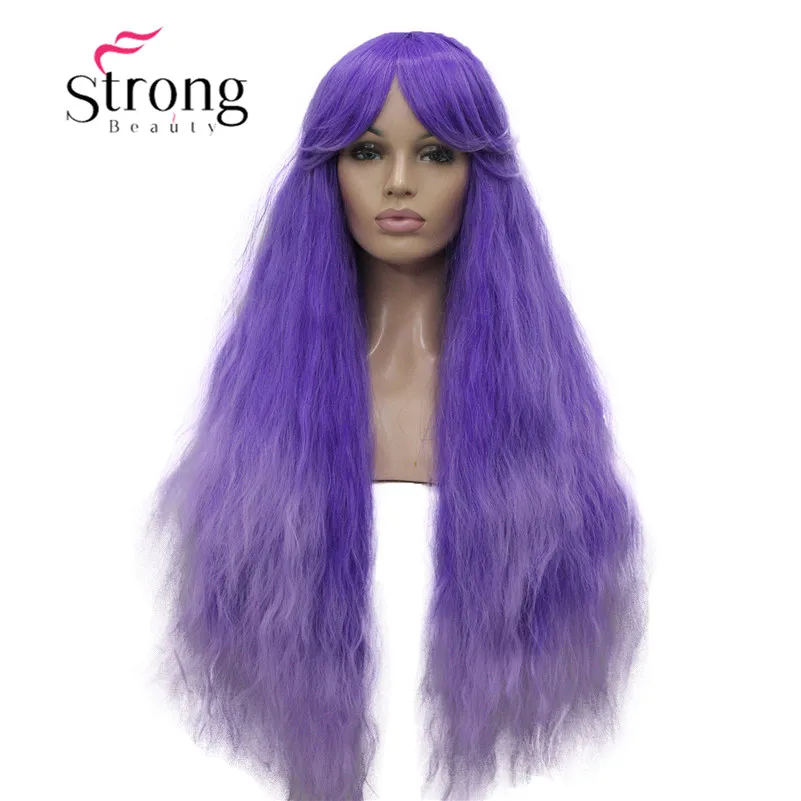 StrongBeauty Long Wavy Heat Resistant Wig Purple mix Light Purple Dot Skin Top 34inch cosplay