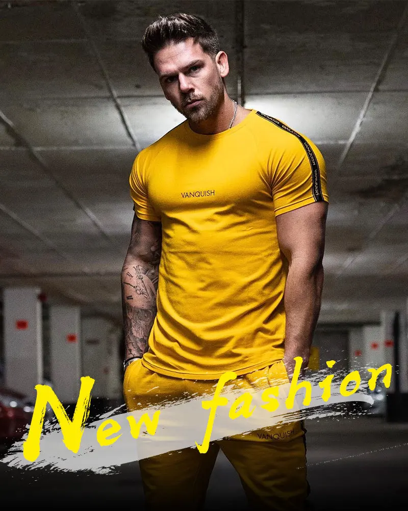New Men's Running Sets Quick-drying Breathable T-short+Loose Stretch Sweatpants Summer Jogging Fitness training Sports Suits