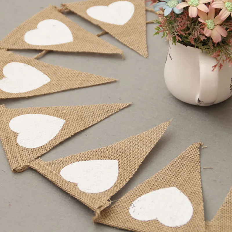 Джутовый Лен любовь конфеты бар флажки декор для вечеринки Babyshower венок рогатки