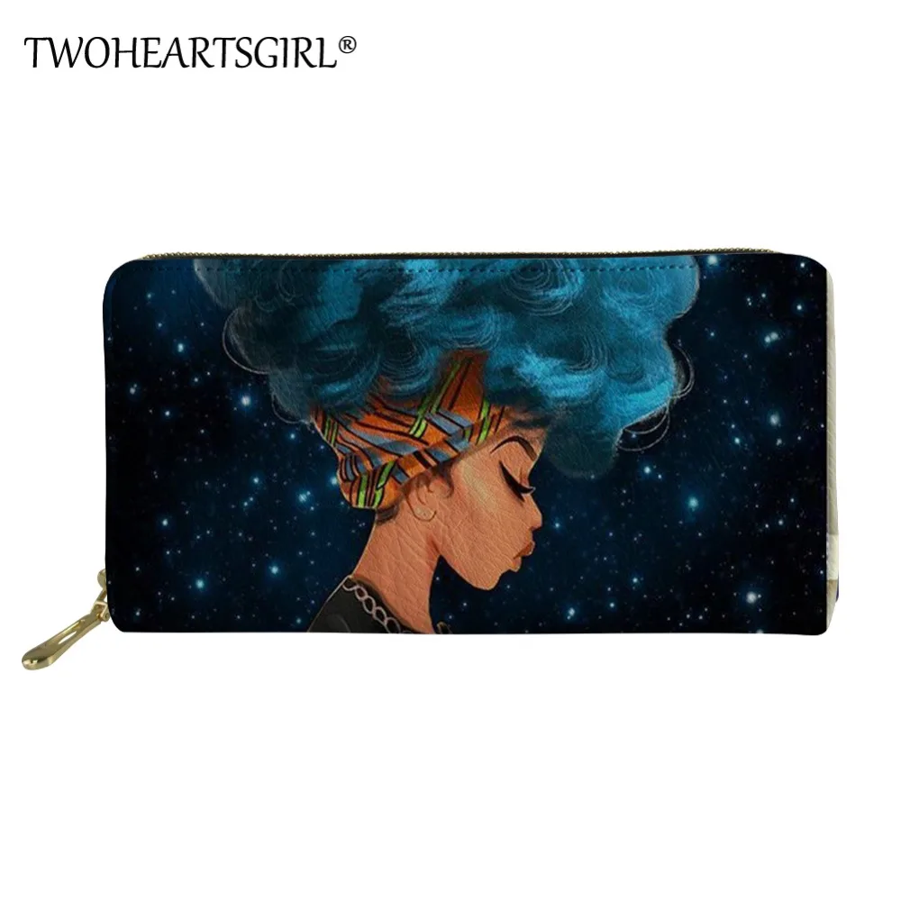 Twoheartsgirl кожаный бумажник и кошелек для Для женщин Африканская женщина печатает женский клатч Сумочка Путешествия кредитных держатель для