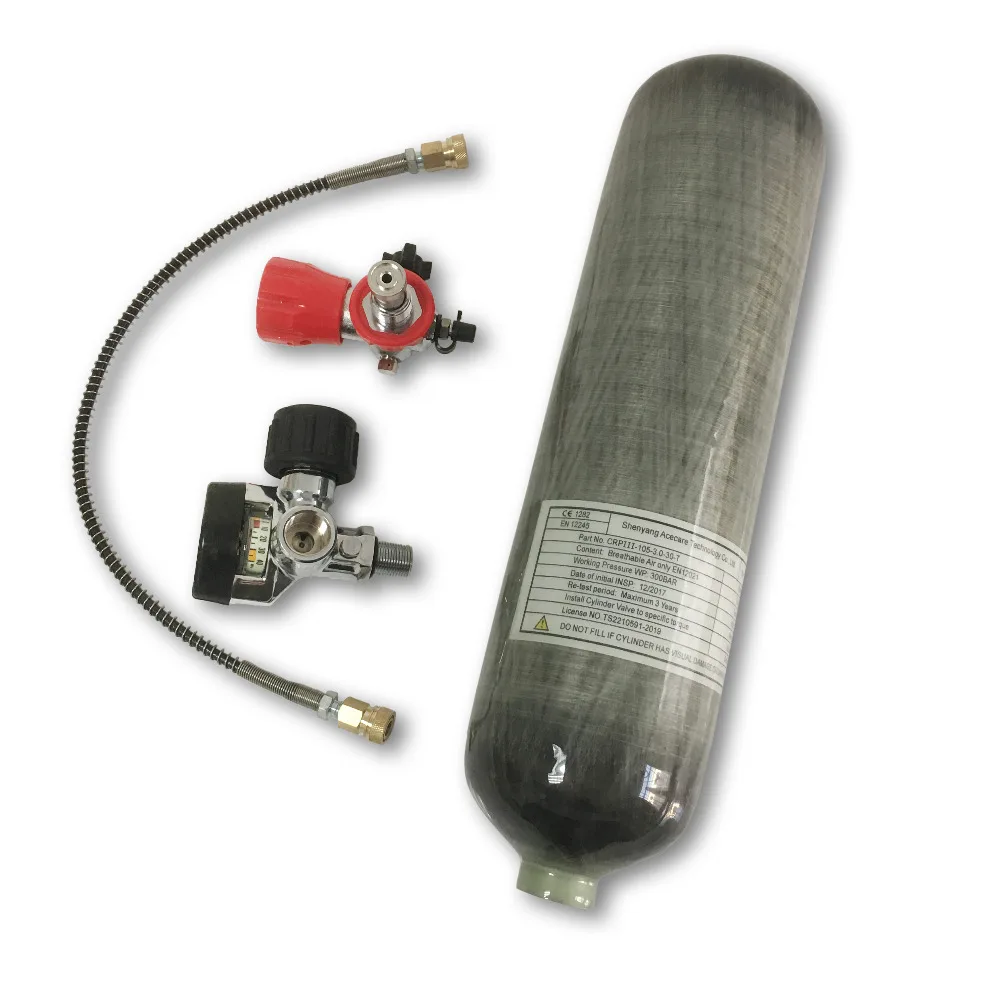 

AC103201 3L 4500psi compressed paintball tank 30Mpa diving cylinder red gauged valve and filling station breathing apparatus