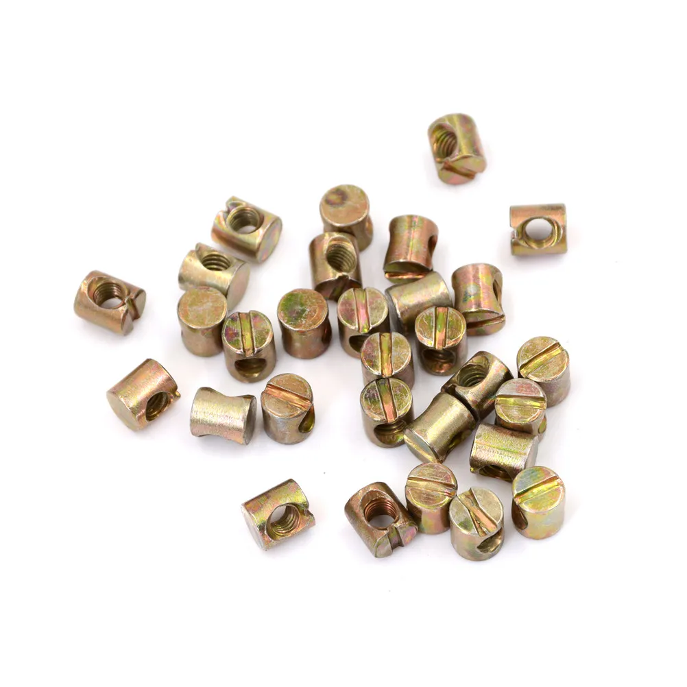 

High Quality 10pcs M6/M8 Barrel Bolts Cross Dowel Slotted Furniture Nut for Beds Crib Chairs Tool