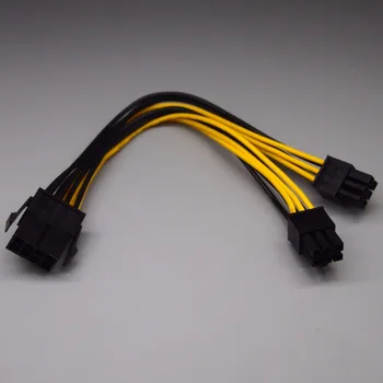 

25pcs/lot CPU power supply cable CPU 8pin to double Graphics card 6Pin power cable