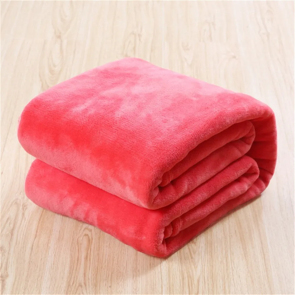 100X140 см однотонное теплое одеяло бархатное одеяло супер мягкий теплый микроплюшевый флисовое покрывало для одеяла ковер диван-кровать постельное белье - Цвет: Watermelon Red