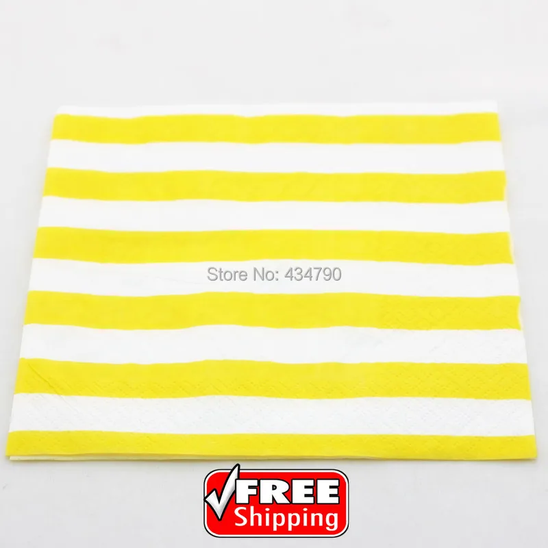 

60pcs Yellow Paper Napkins Striped,Birthday Wedding Bridal Baby Shower Serviettes Party Supplies,Tableware-Choose Your Colors