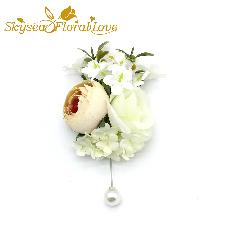 Качественные Свадебные корсажи и бутоньерки шелковые розы бутоньерки на выпускной Длинная лента искусственные цветы на запястье