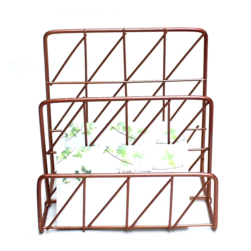 Rose Golden Office School Supplies Letter Holder Organizer Envelope Sorter Mesh Wire Metal Letter Memo Holder Small 10pcs/set