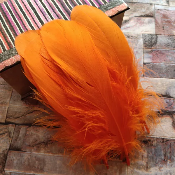 31 цвет, 20 шт, натуральные гусиные перья, красные свободные гусиные перья, 12-20 см, длинные рождественские украшения, одежда, обувь, шляпа, аксессуары - Цвет: orange
