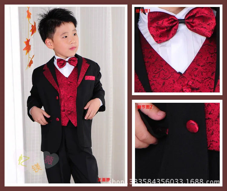 

children performance costumes boys suits for wedding boys tuxedo formal suits including(coat+waistcoat+pants+Bow tie+Girdle)