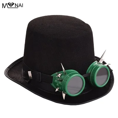 Стимпанк заклепки очки шляпа ретро панк шляпы для косплея шипы Fedoras шляпа для мужчин/женщин Аксессуары для вечеринки в стиле Хэллоуин - Цвет: Style C