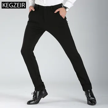 

KEGZEIR Brand Spring Winter Skinny Pants Men Fashion Casual Trousers For Men Warm Stretch Zipper Pants Men Pantalones Hombres