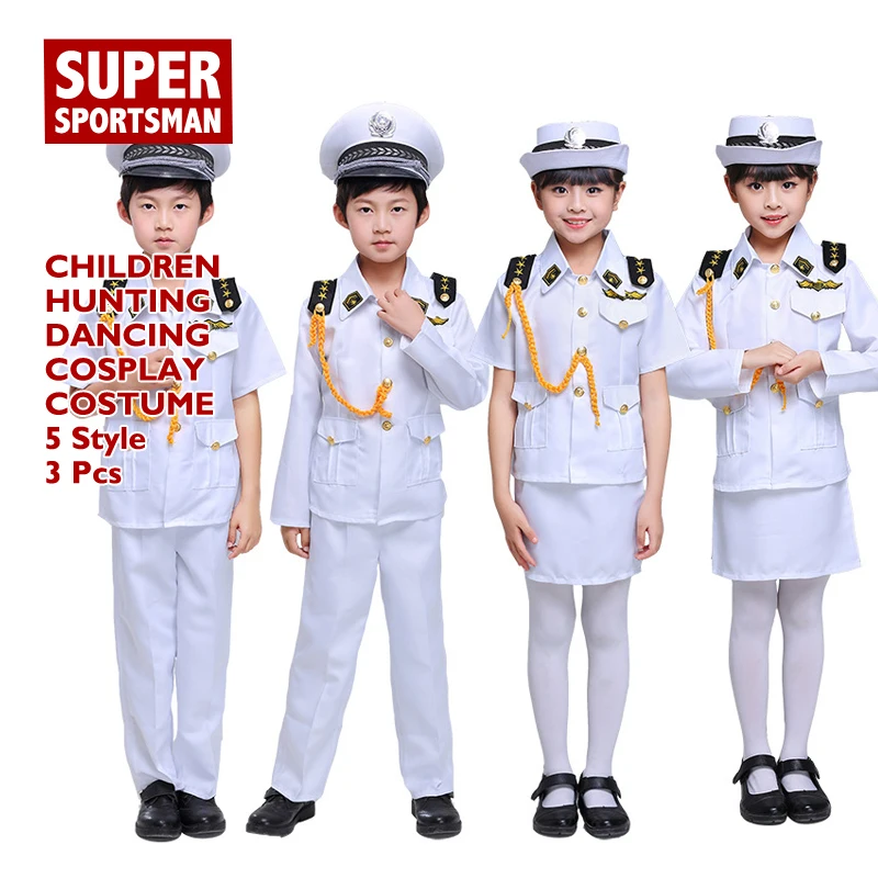 

Children Military Army Cosplay Uniform Girl Boy Performance Stage Hunting Clothes Suit Kids Policemen Costume Dance Clothing Set