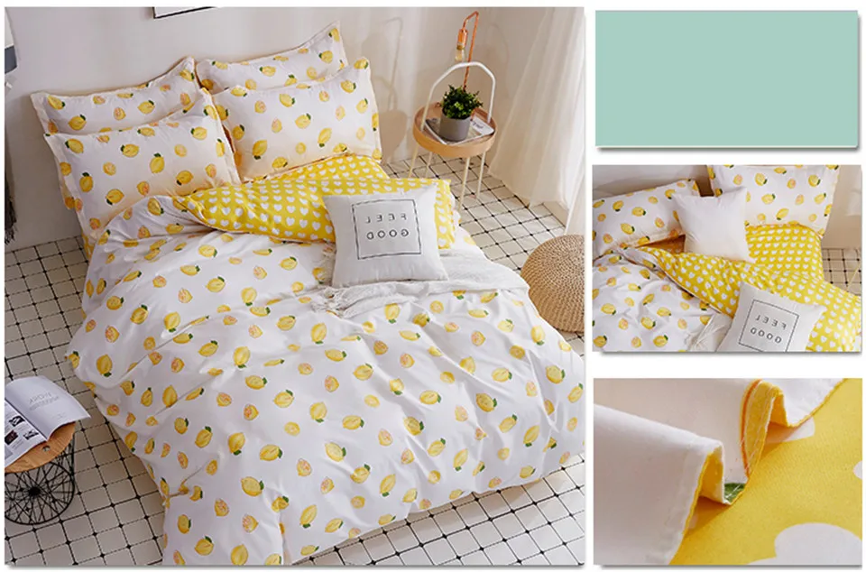 ParkShin Cactus Pattern Fresh Style Bedding Set Simple Home Textiles Duvet Cover Set Flat Bed Sheet Quilt Cover Bed Linen Set