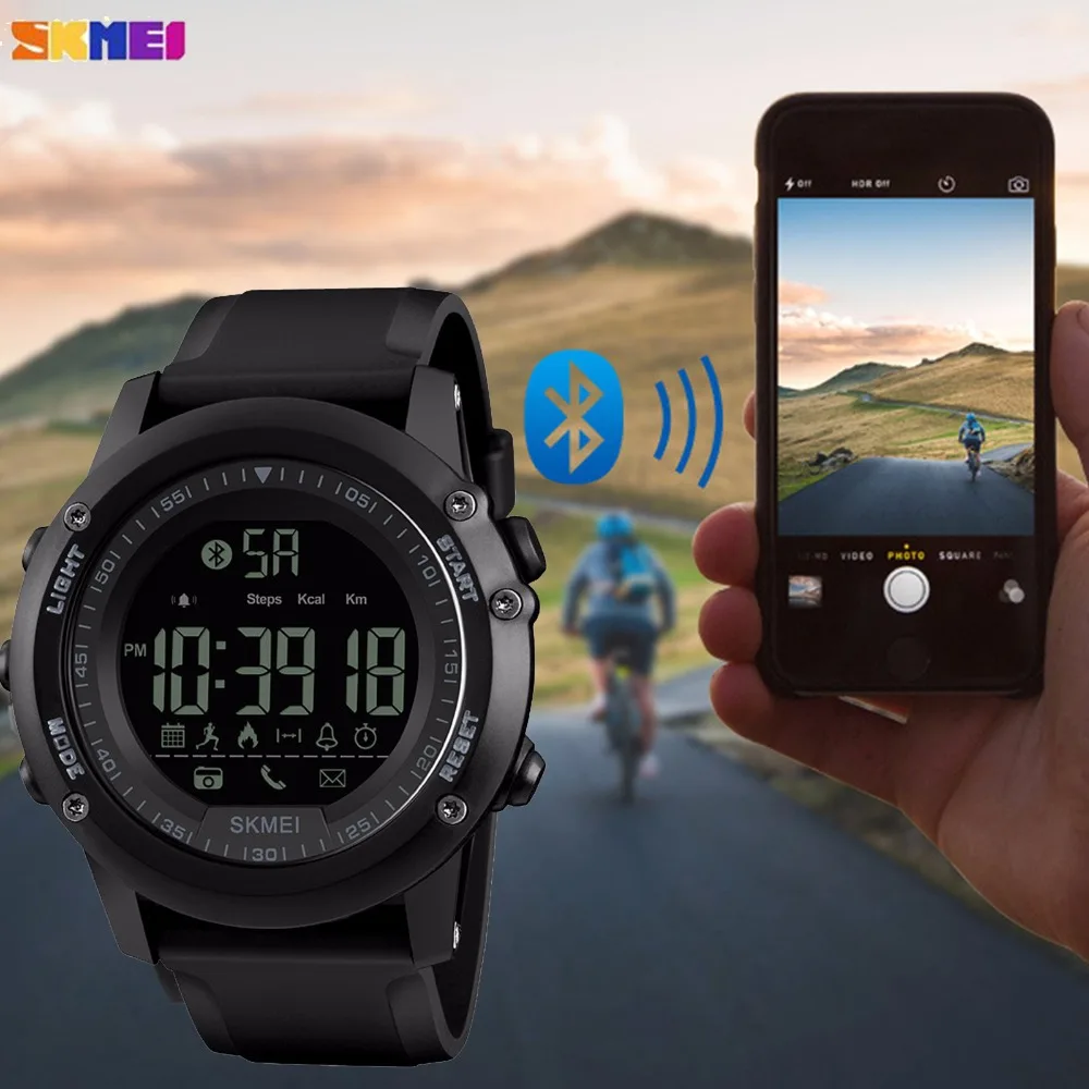 SKMEI Марка Bluetooth Электроника Часы для Для мужчин спортивные Цифровые наручные часы приложение напомнить Фитнес трекер Relogio Masculino