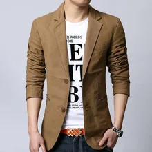 Men blazer spring 2019 new autumn male leisure suit slim cotton plus size outerwear fashion Korean style black khaki 5XL 6XL