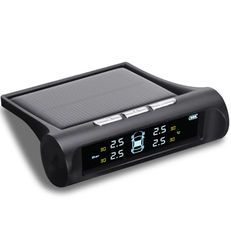 TPMS Solar Wireless Car Tire Pressure Indicator 4 External Sensor Energy Display LCD Screen Car Alarm System 1 (8) - 