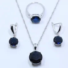 Введение комплект ювелирных изделий 925 Серебряное кольцо с голубым Цирконом Размеры 6,#7,#8,#9,#10# для Для женщин подарочная упаковка T92